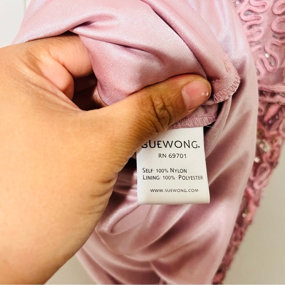 Sue Wong Pink Embellished Cocktail Dress Formal Beaded Sequin Size 0 - Picture 6 of 12